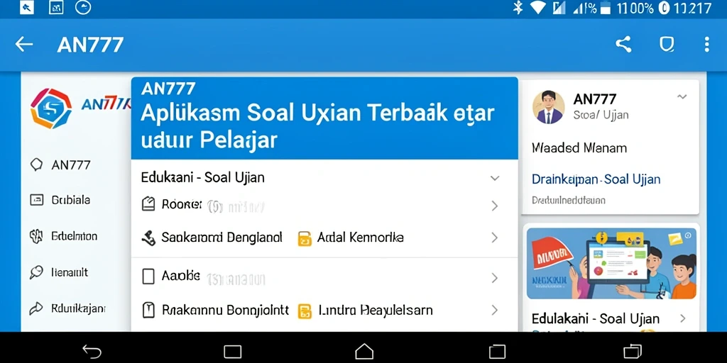 Tampilan antarmuka aplikasi Soal Ujian AN777 yang sederhana dan user-friendly.