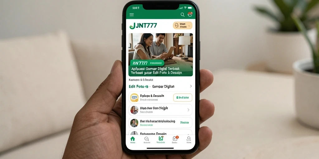 Antarmuka utama JNT777 dengan fitur edit foto yang menarik.