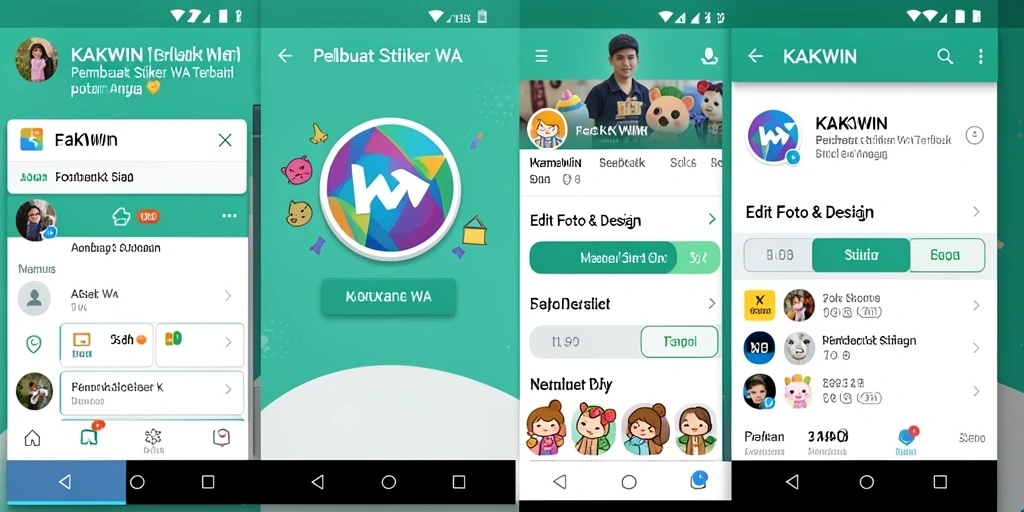 Tampilan antarmuka aplikasi KAKWIN untuk membuat stiker WA.