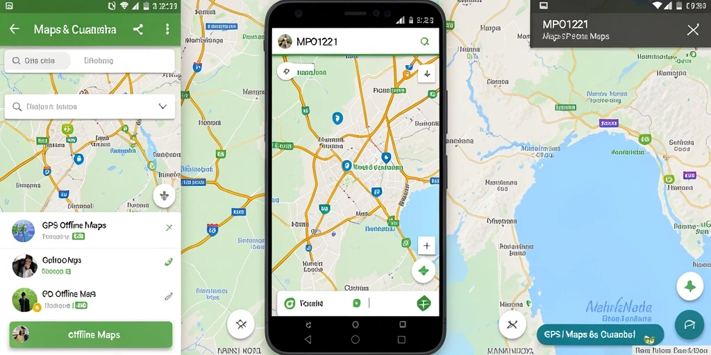 Antarmuka aplikasi MPO1221 untuk navigasi GPS Offline.