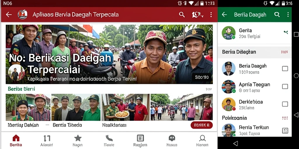 Tampilan antarmuka aplikasi N06 untuk berita daerah terkini.
