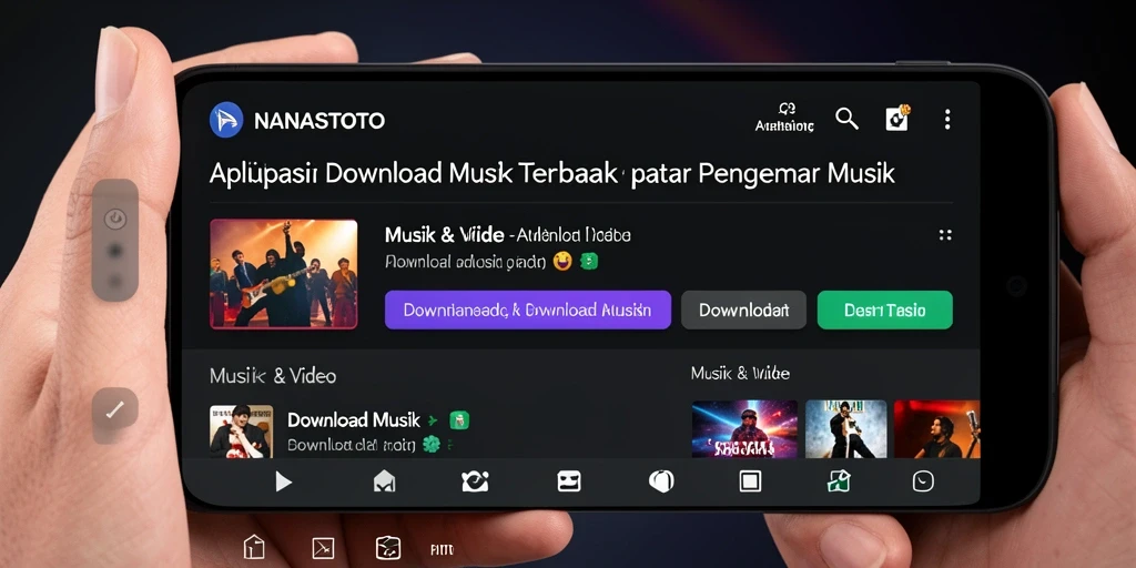 Tampilan antarmuka NANASTOTO untuk Download Musik yang menarik.