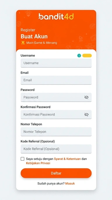 Daftar Akun Baru Bandit4d untuk Pengguna Android